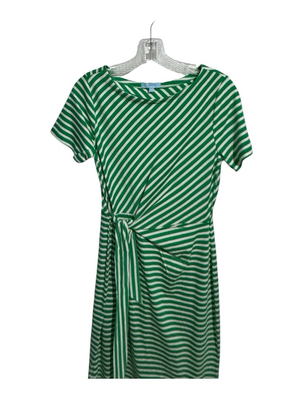 Striped Tie Waist Dress Green White Small Nautical Costal Chic Casual Mini NWT - Picture 5 of 8